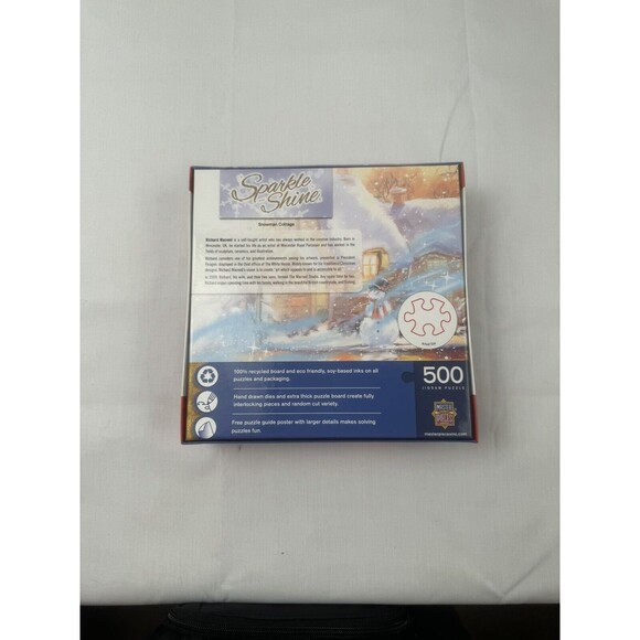 Snowman Cottage Sparkle and Shine 500 Piece Glitter Puzzle with Bonus Poster New - Picture 7 of 7